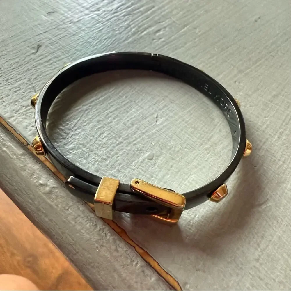 Michael Kors Black Buckle Hinged Bangle Bracelet